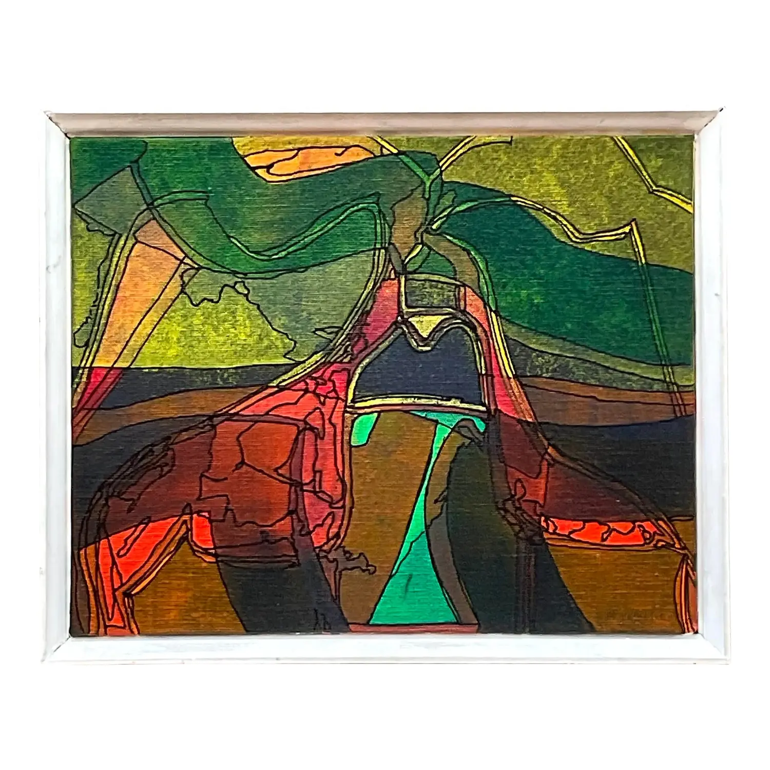 Vintage Boho Abstract Original Oil on Canvas Painting