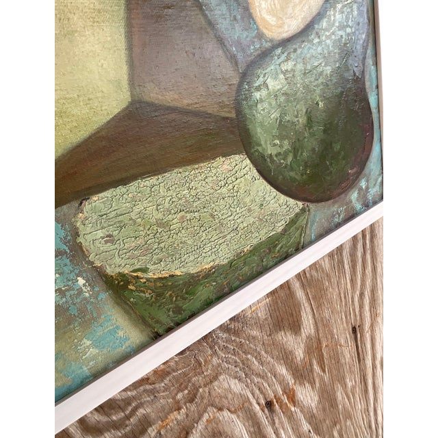 Vintage Boho Abstract Original Oil Painting - Detail view