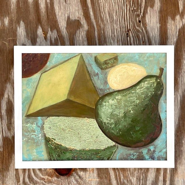 Vintage Boho Abstract Original Oil Painting - Side view