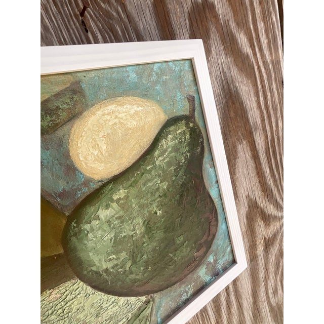 Vintage Boho Abstract Original Oil Painting - Back view