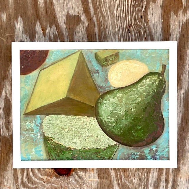 Vintage Boho Abstract Original Oil Painting - Top view