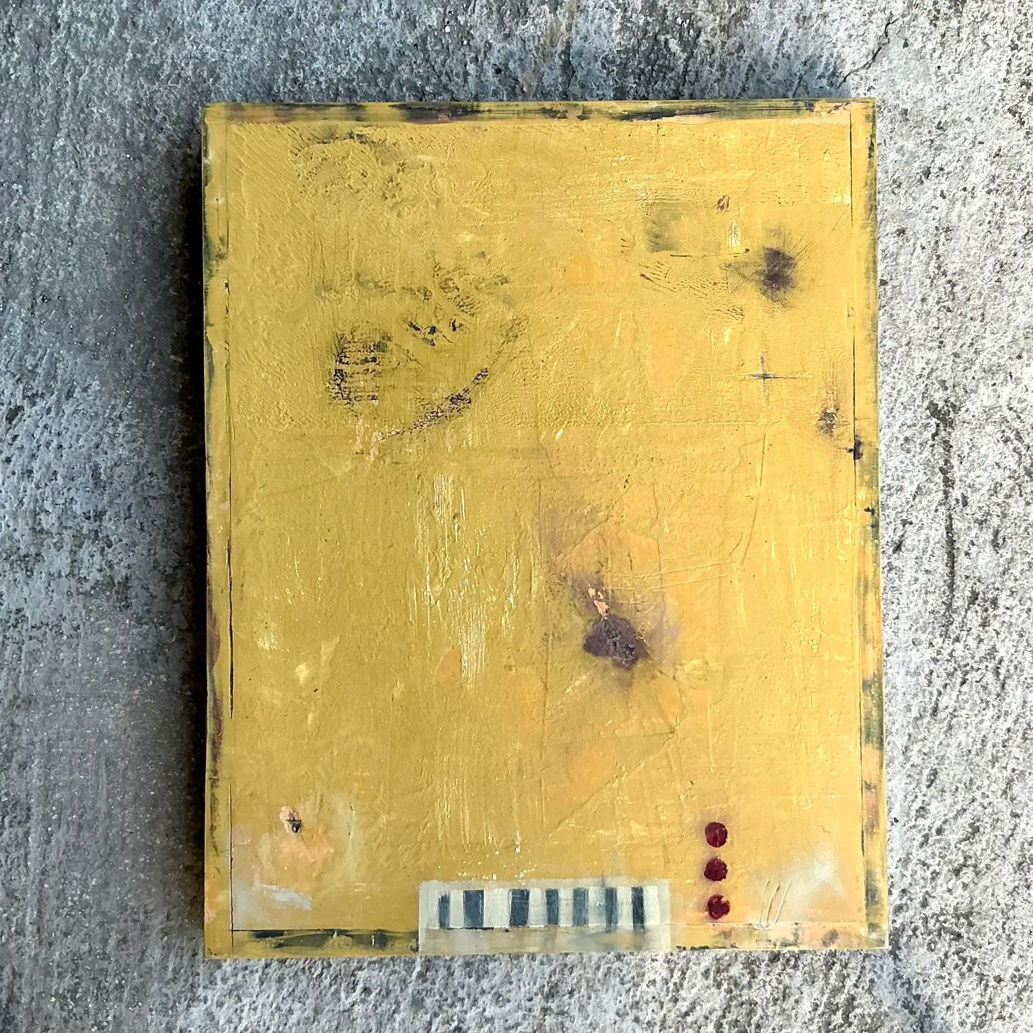 Vintage Boho Abstract Original Oil Painting on Canvas - Top view