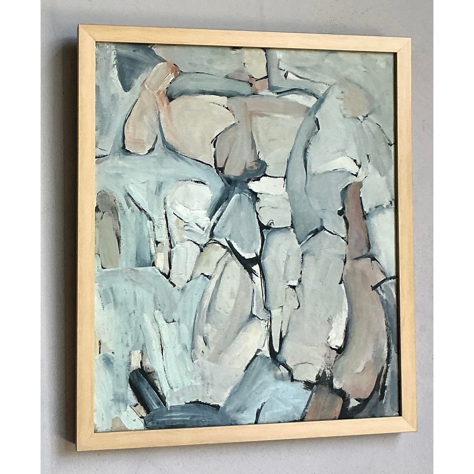 Vintage Boho Abstract Original Oil Painting on Canvas - Side view