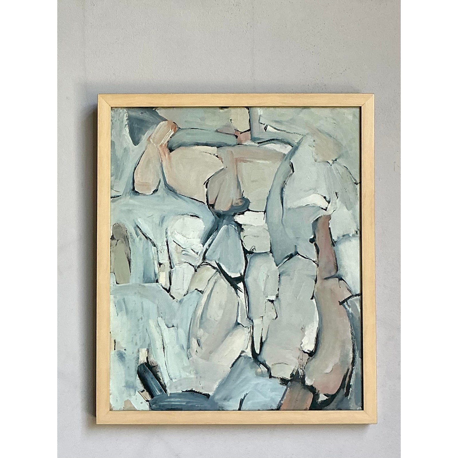Vintage Boho Abstract Original Oil Painting on Canvas - Back view