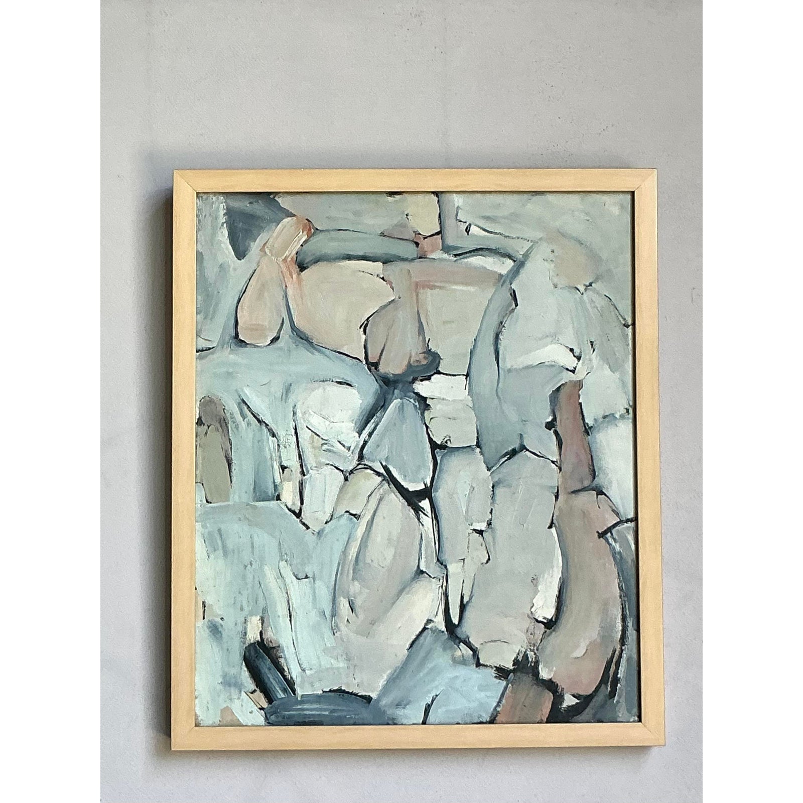 Vintage Boho Abstract Original Oil Painting on Canvas - Top view