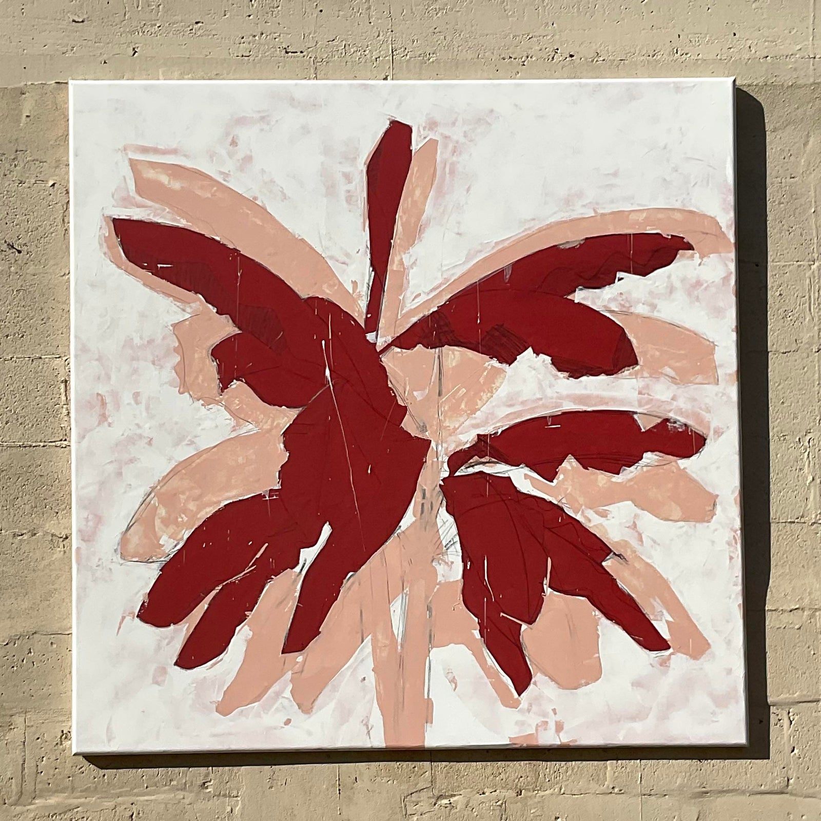 Vintage Boho Abstract Original Oil Painting Signed Sahlman - Back view