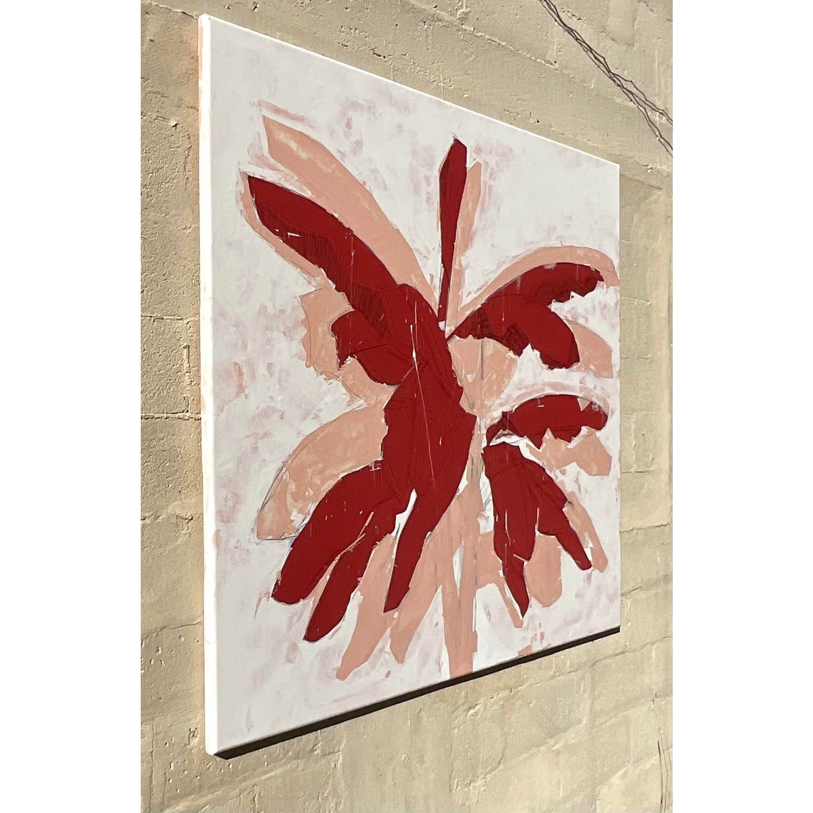 Vintage Boho Abstract Original Oil Painting Signed Sahlman - Top view