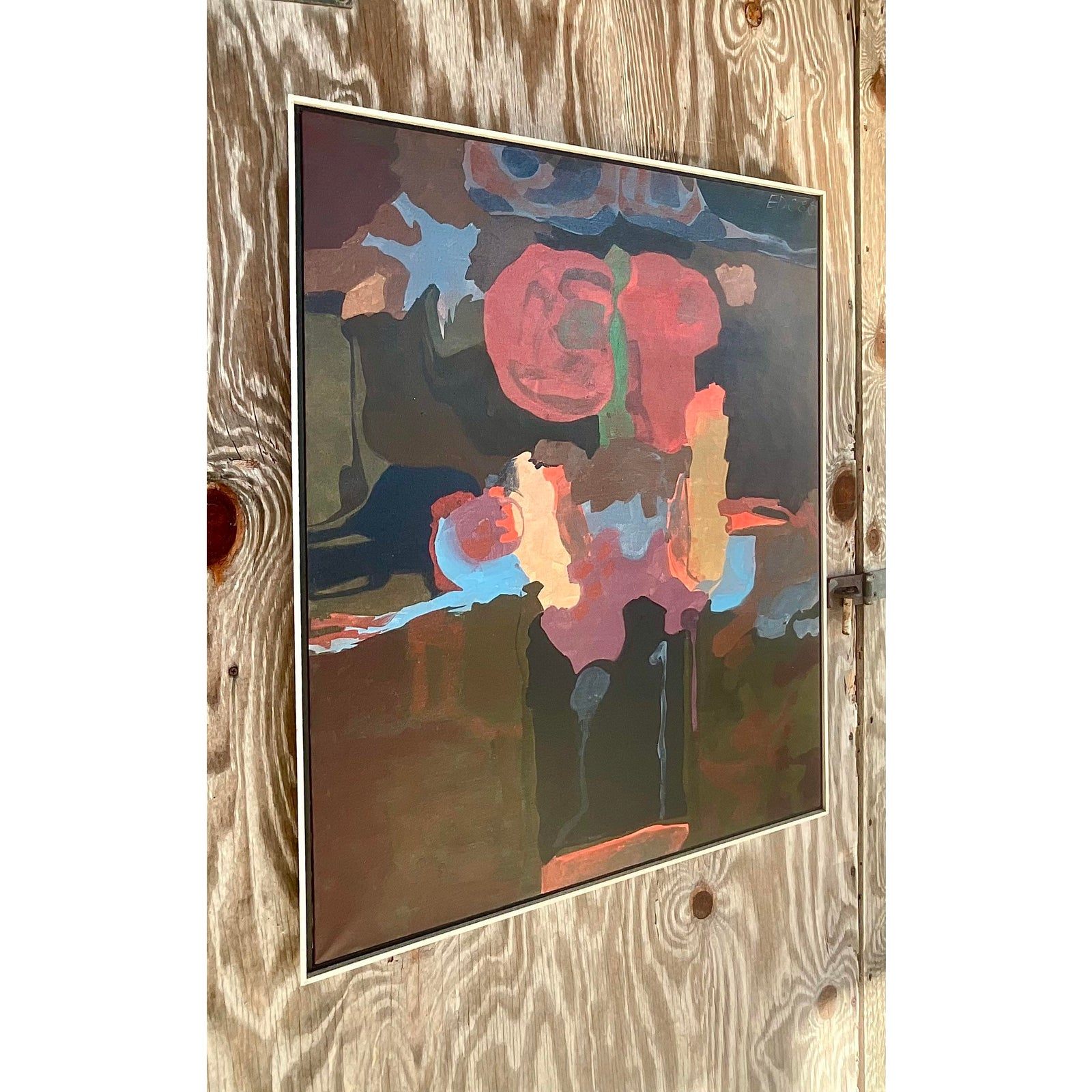 Vintage Boho Abstract Original Oil Portrait - Side view