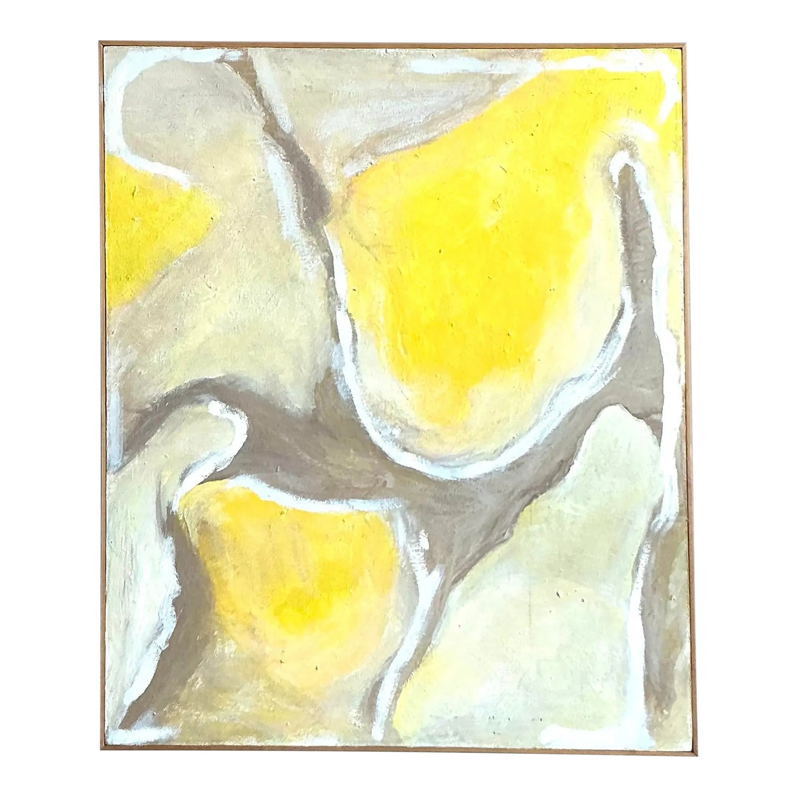 Vintage Boho Abstract Painting Oil on Canvas Signed en Verso