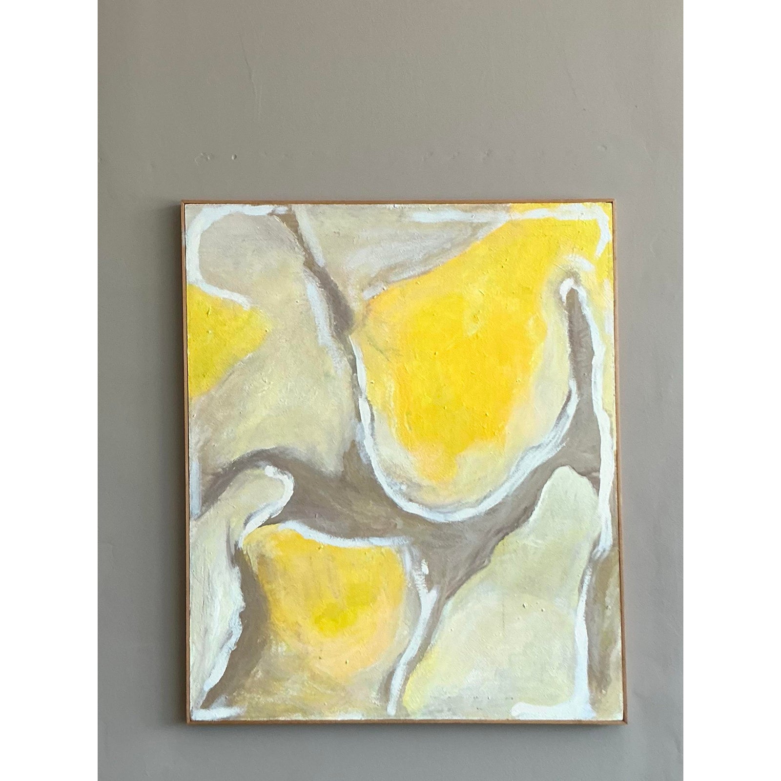 Vintage Boho Abstract Painting Oil on Canvas Signed en Verso - Side view