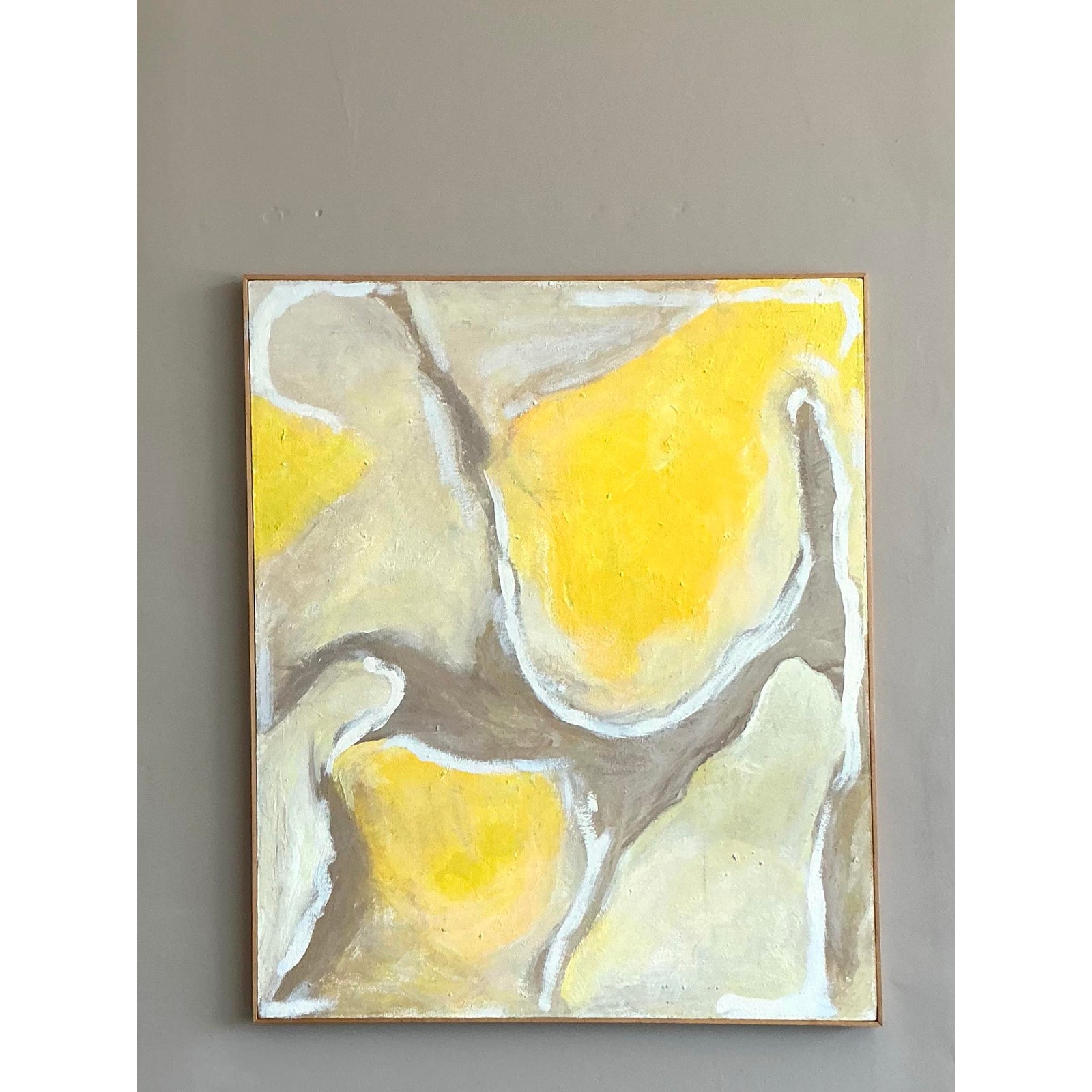 Vintage Boho Abstract Painting Oil on Canvas Signed en Verso - Detail view