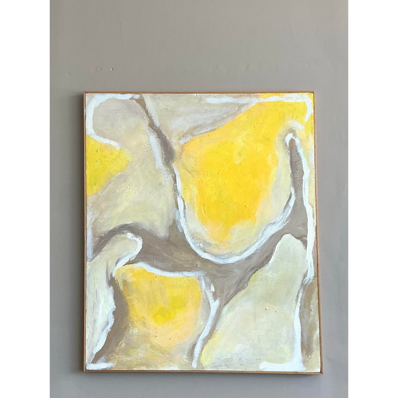 Vintage Boho Abstract Painting Oil on Canvas Signed en Verso - Back view