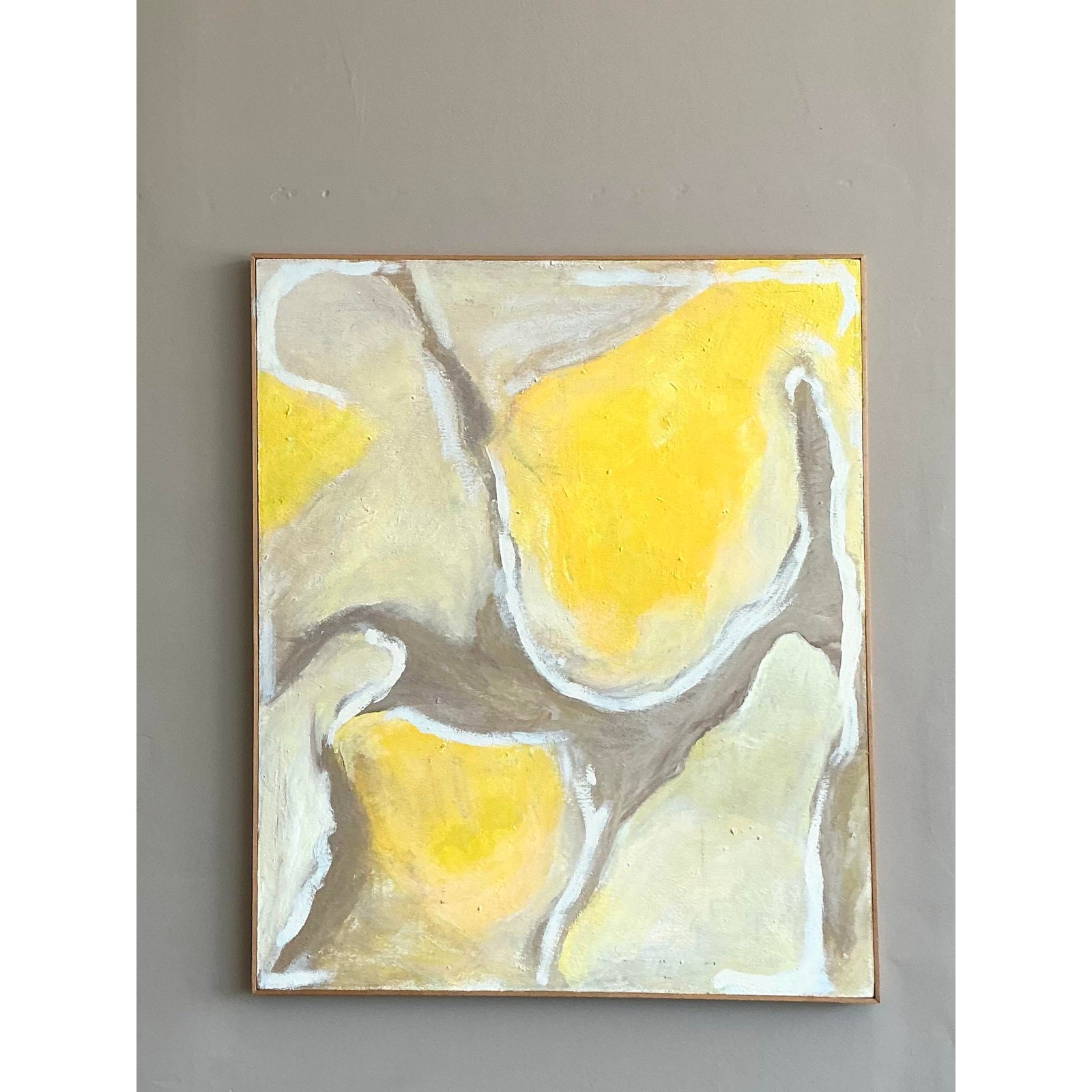 Vintage Boho Abstract Painting Oil on Canvas Signed en Verso - Top view
