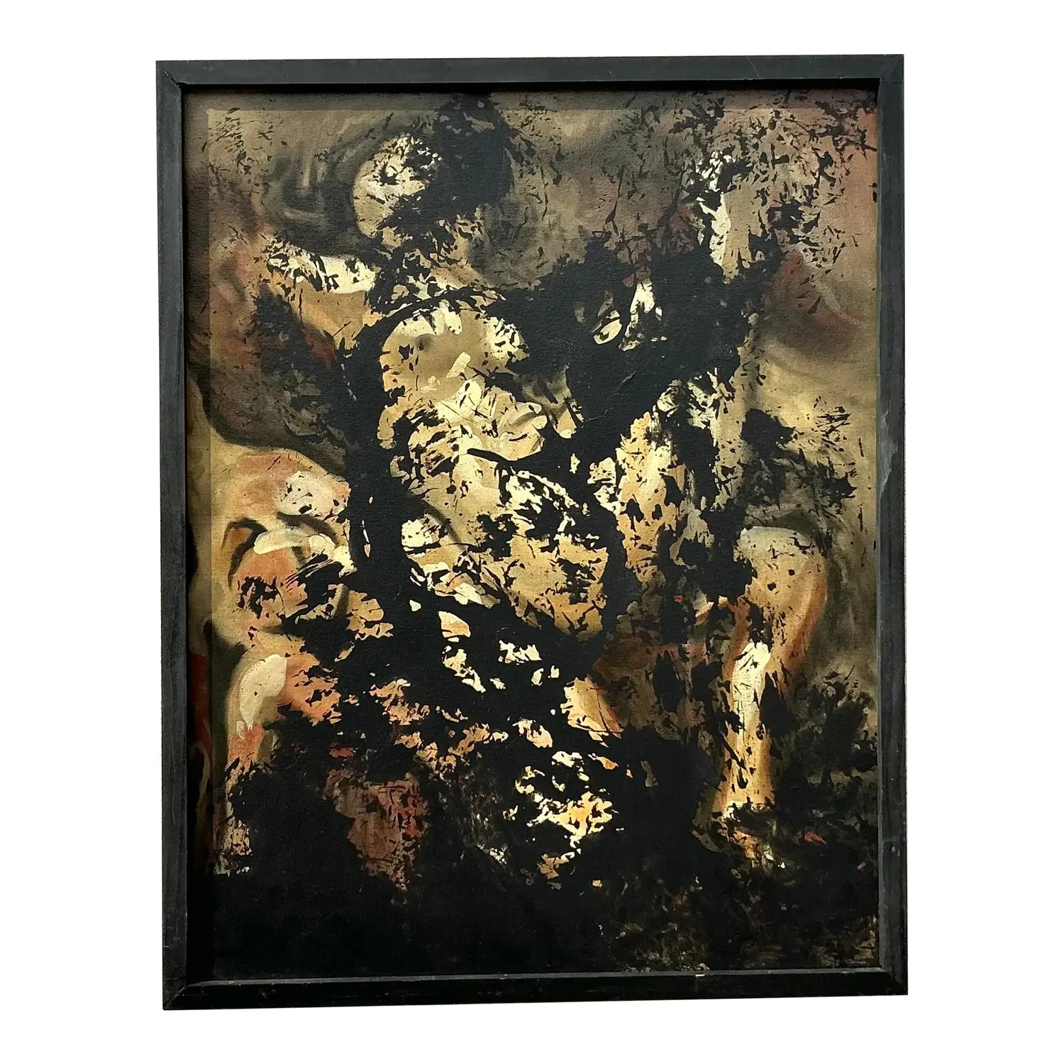 Vintage Boho Abstract Painting on Canvas
