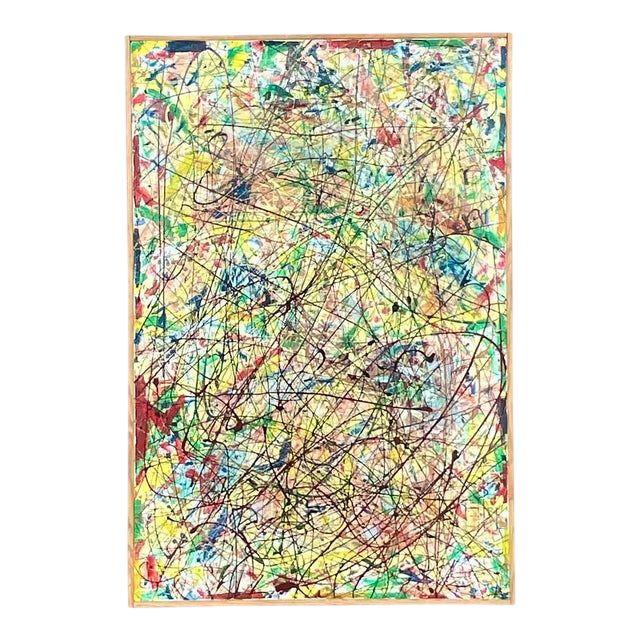 Vintage Boho Abstract Painting Signed Lincoln Park