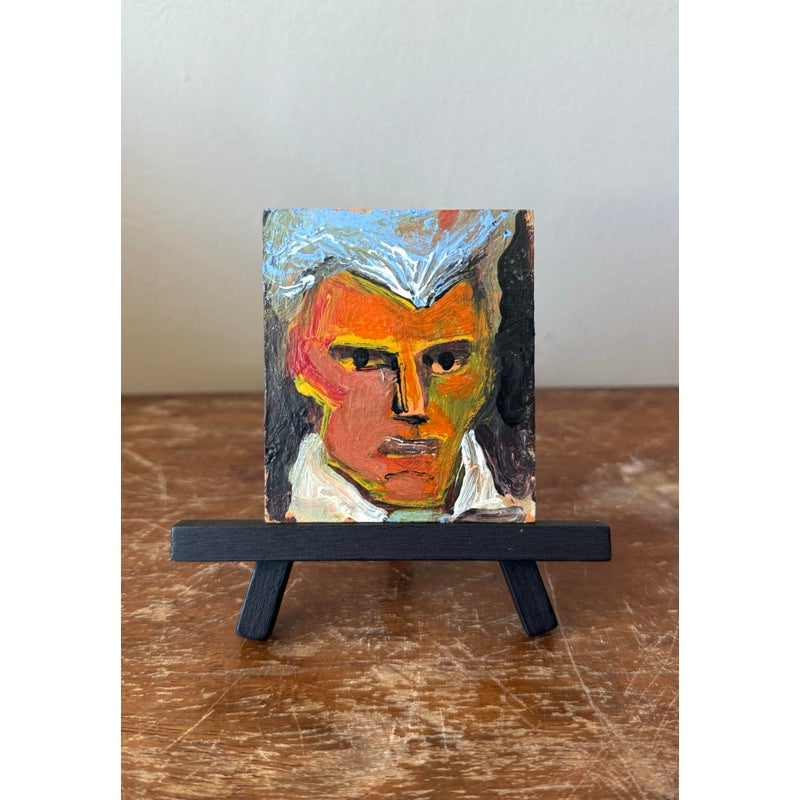 Vintage Boho Abstract Petite Portrait on Board - Side view