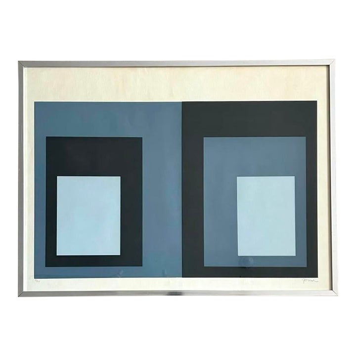 Vintage Boho Abstract Print in Silver Frame