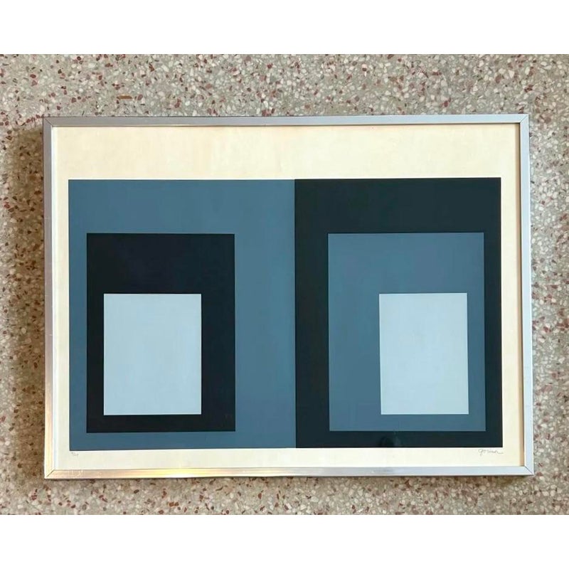 Vintage Boho Abstract Print in Silver Frame - Side view
