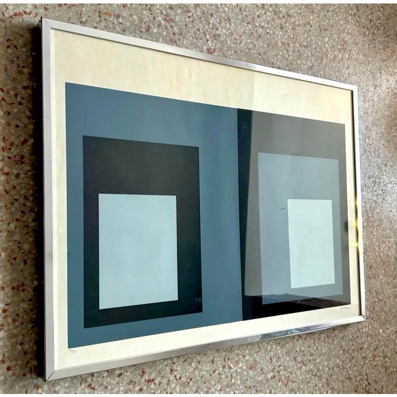 Vintage Boho Abstract Print in Silver Frame - Top view