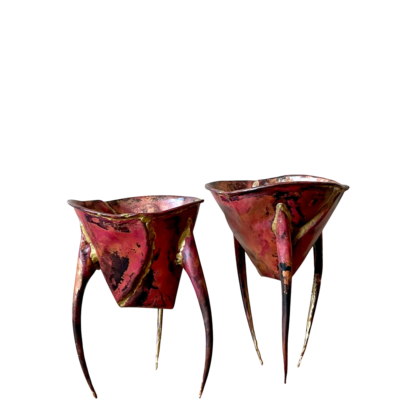 Vintage Boho Abstract Sculptural Metal Bowls - Set of 2 - Detail view