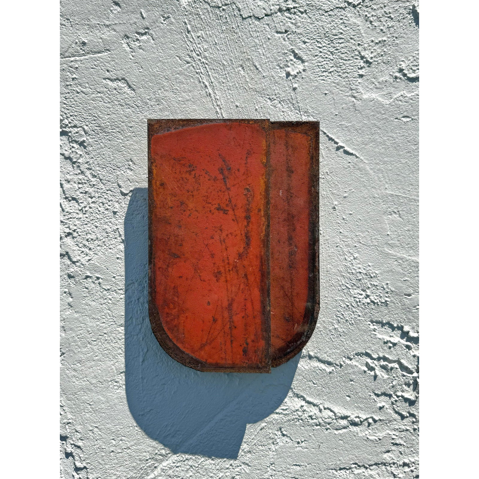 Vintage Boho Abstract Steel Wall Sculpture - Side view