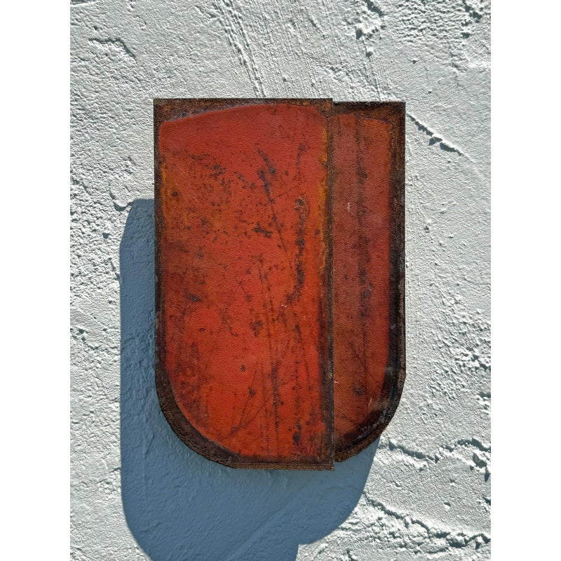 Vintage Boho Abstract Steel Wall Sculpture - Back view