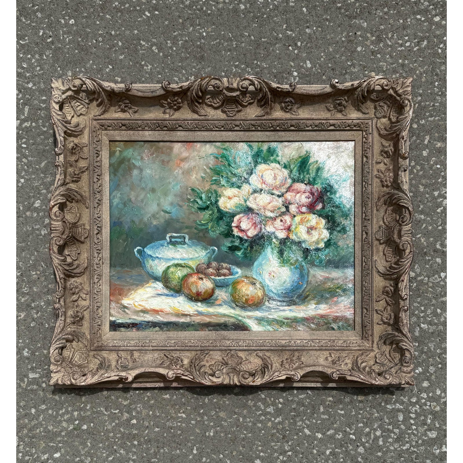 Vintage Boho Abstract Still Life Oil on Canvas Signed by the Artist - Detail view