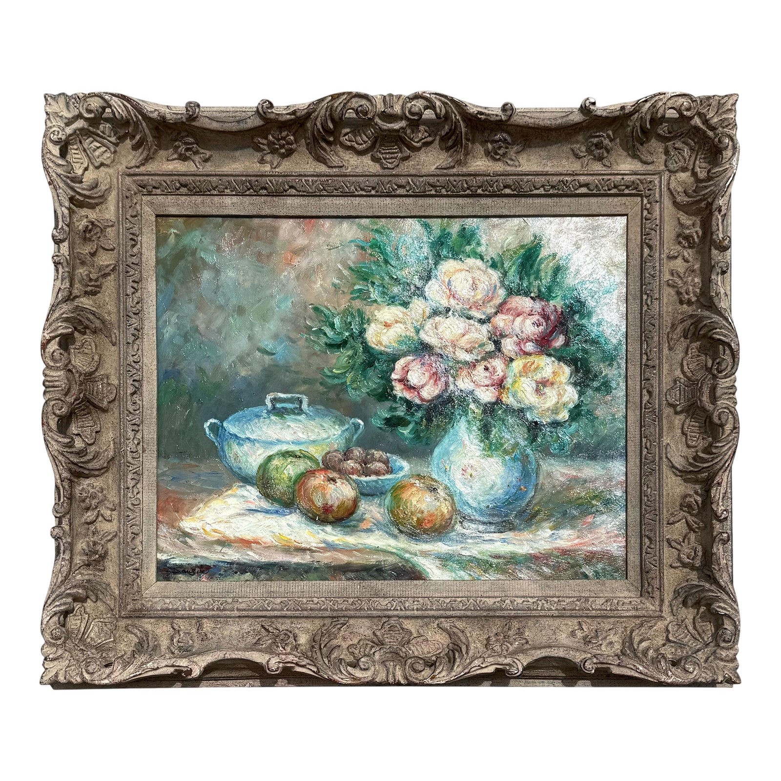Vintage Boho Abstract Still Life Oil on Canvas Signed by the Artist