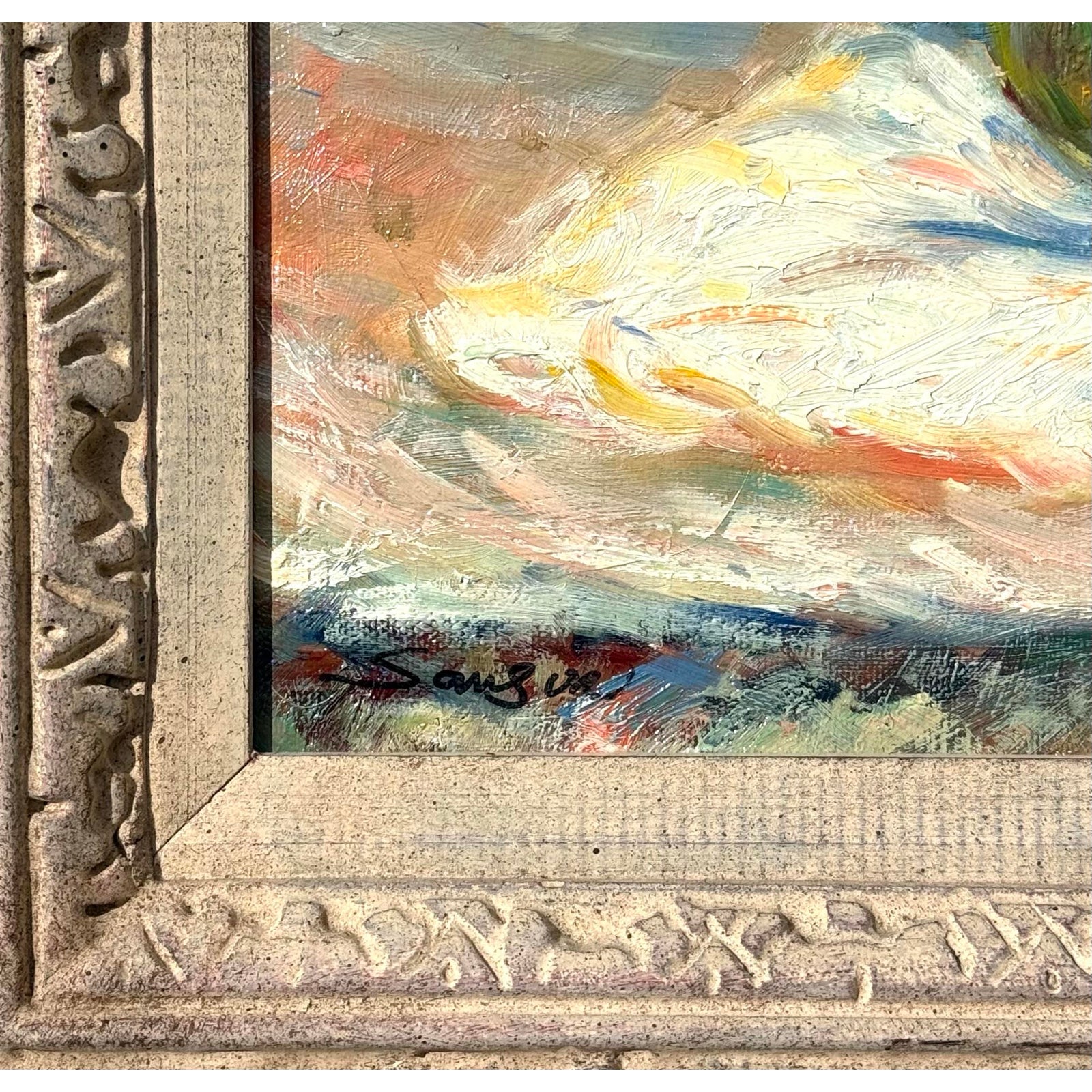 Vintage Boho Abstract Still Life Oil on Canvas Signed by the Artist - Back view