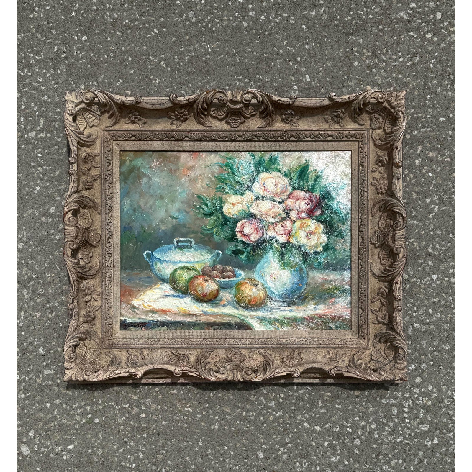 Vintage Boho Abstract Still Life Oil on Canvas Signed by the Artist - Top view