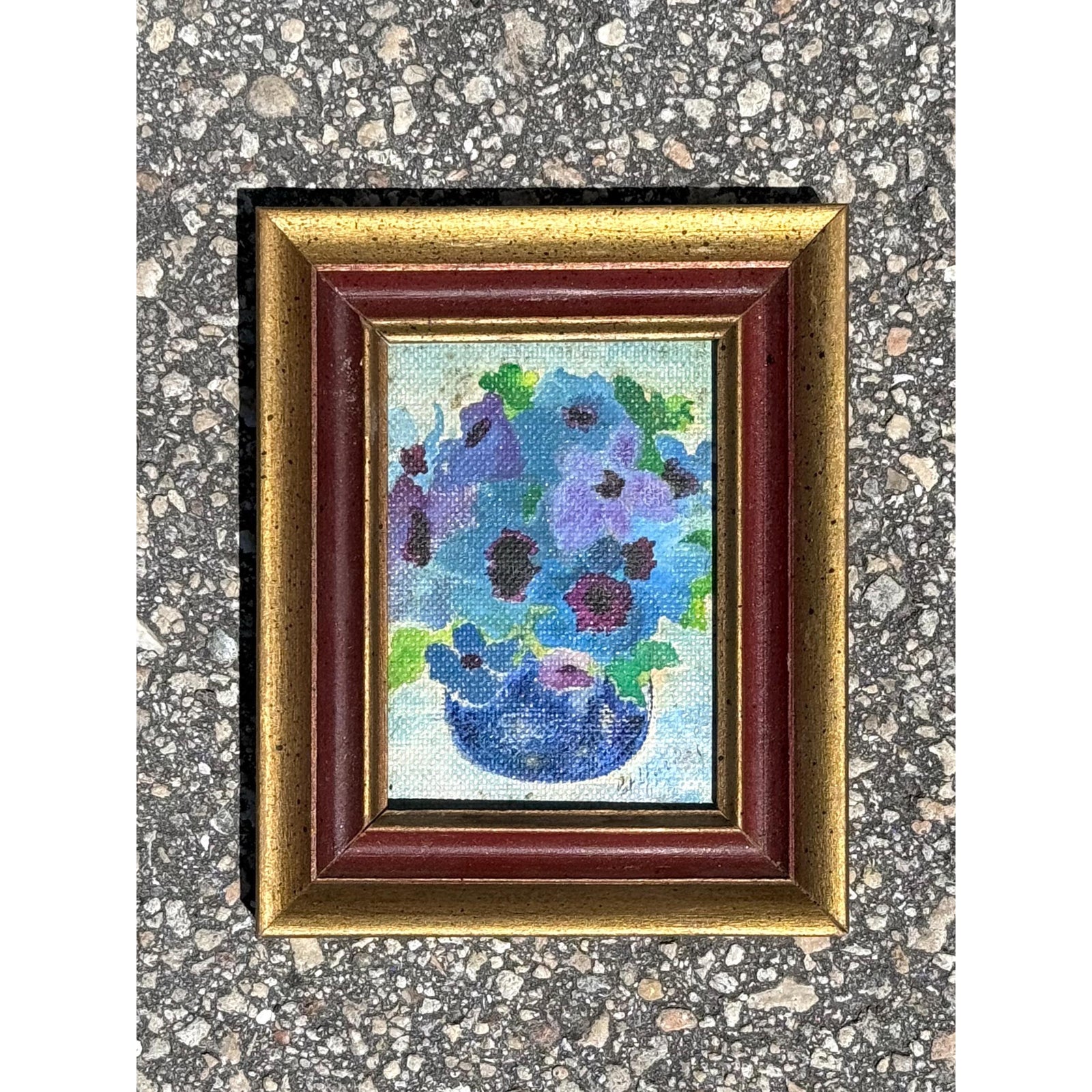 Vintage Boho Abstract Still Life Oil on Canvas Signed by the Artist - Detail view