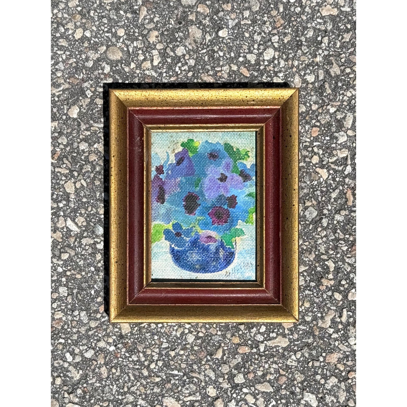 Vintage Boho Abstract Still Life Oil on Canvas Signed by the Artist - Side view