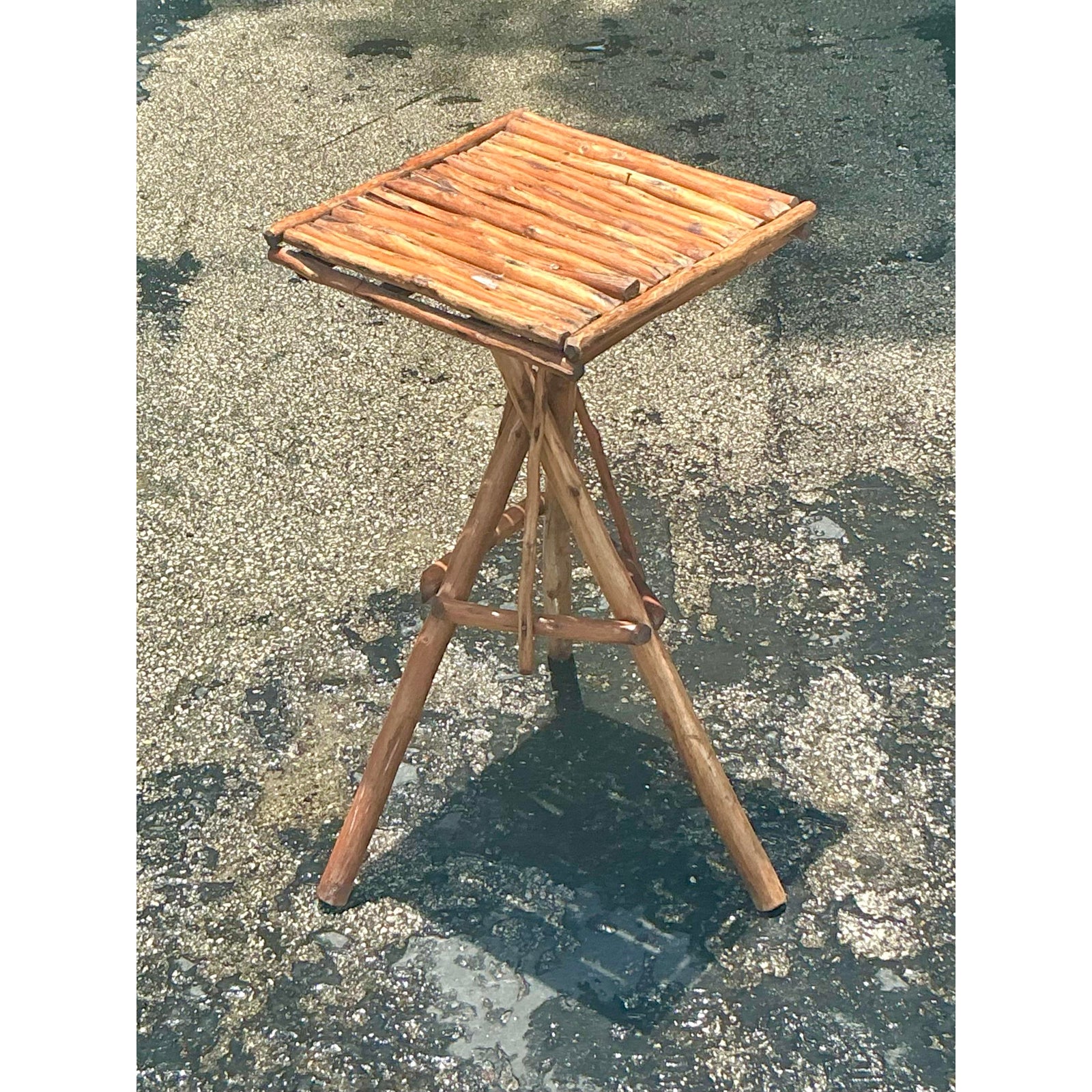 Vintage Boho Adirondack Twig Table - Side view