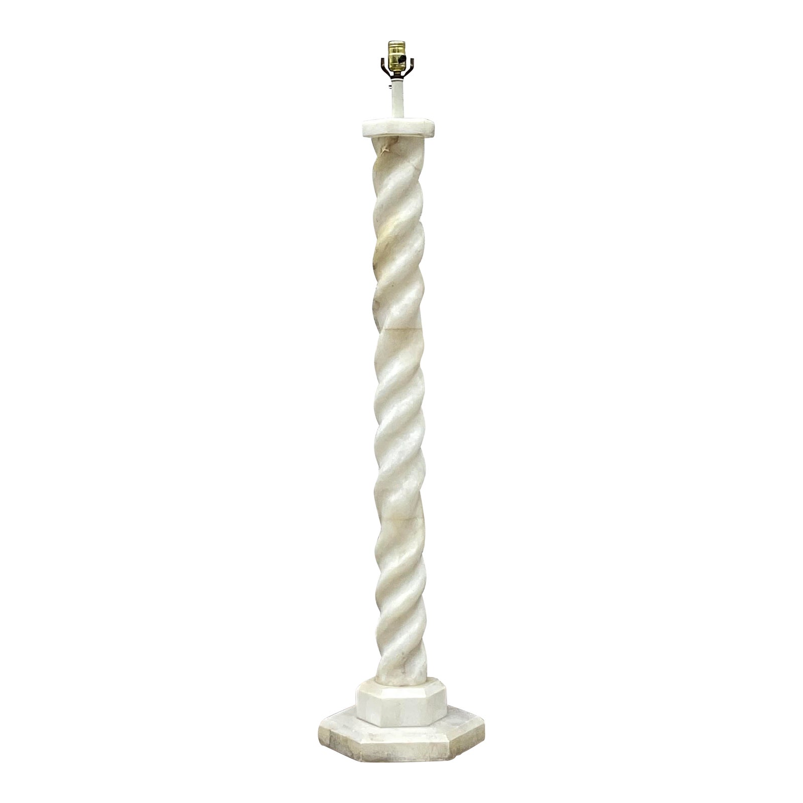 Vintage Boho Alabaster Barley Twist Floor Lamp - Detail view