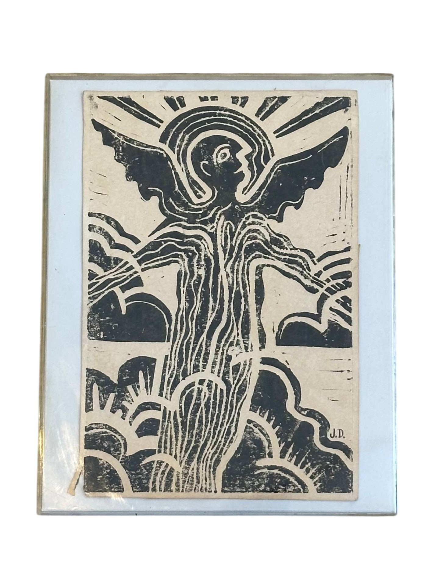 Vintage Boho Angel Woodcut
