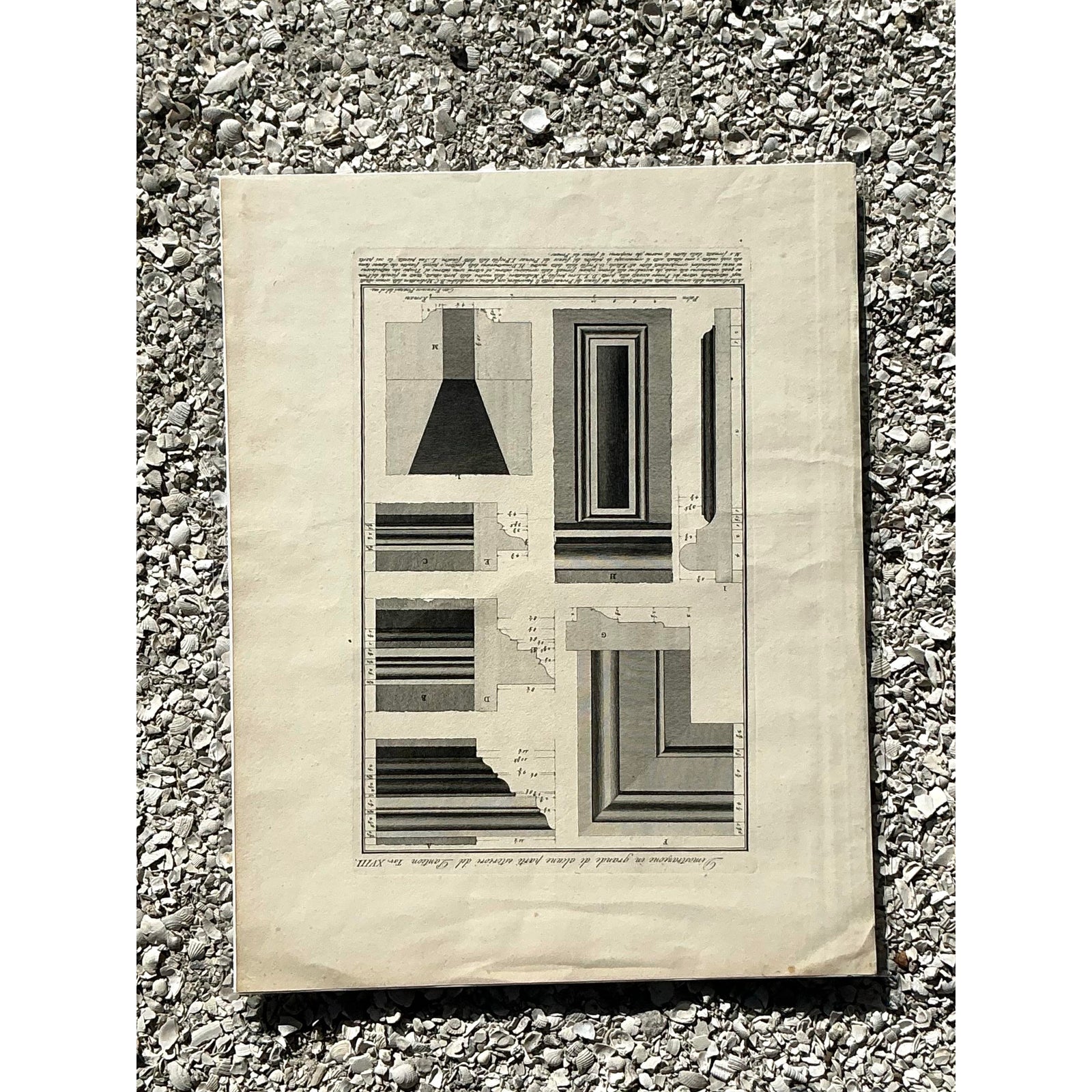 Vintage Boho Architectural Original Print - Top view