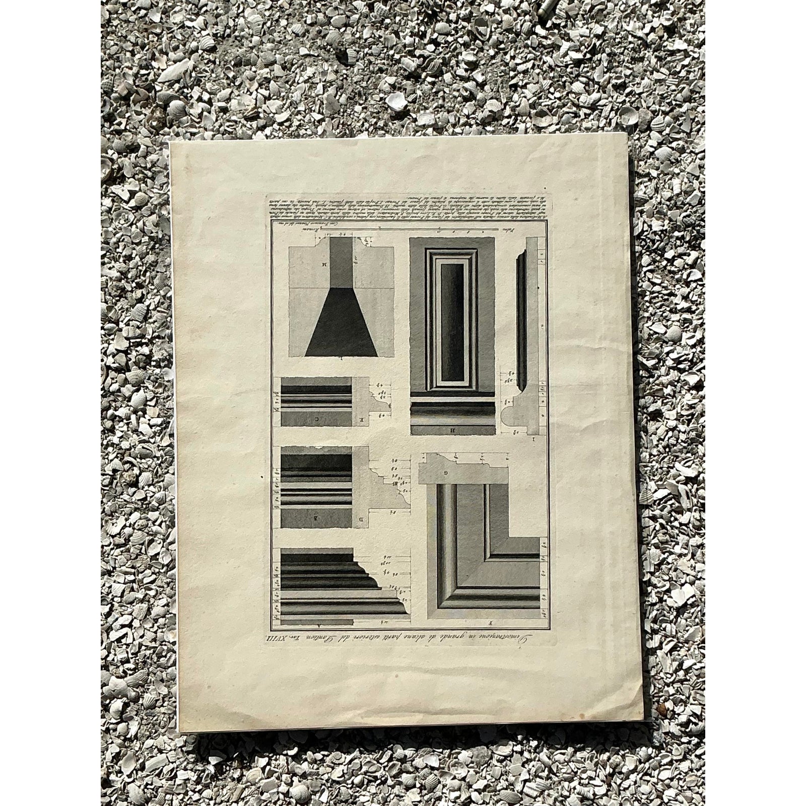 Vintage Boho Architectural Original Print - Detail view