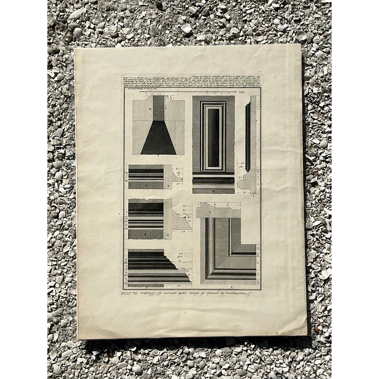 Vintage Boho Architectural Original Print - Detail view