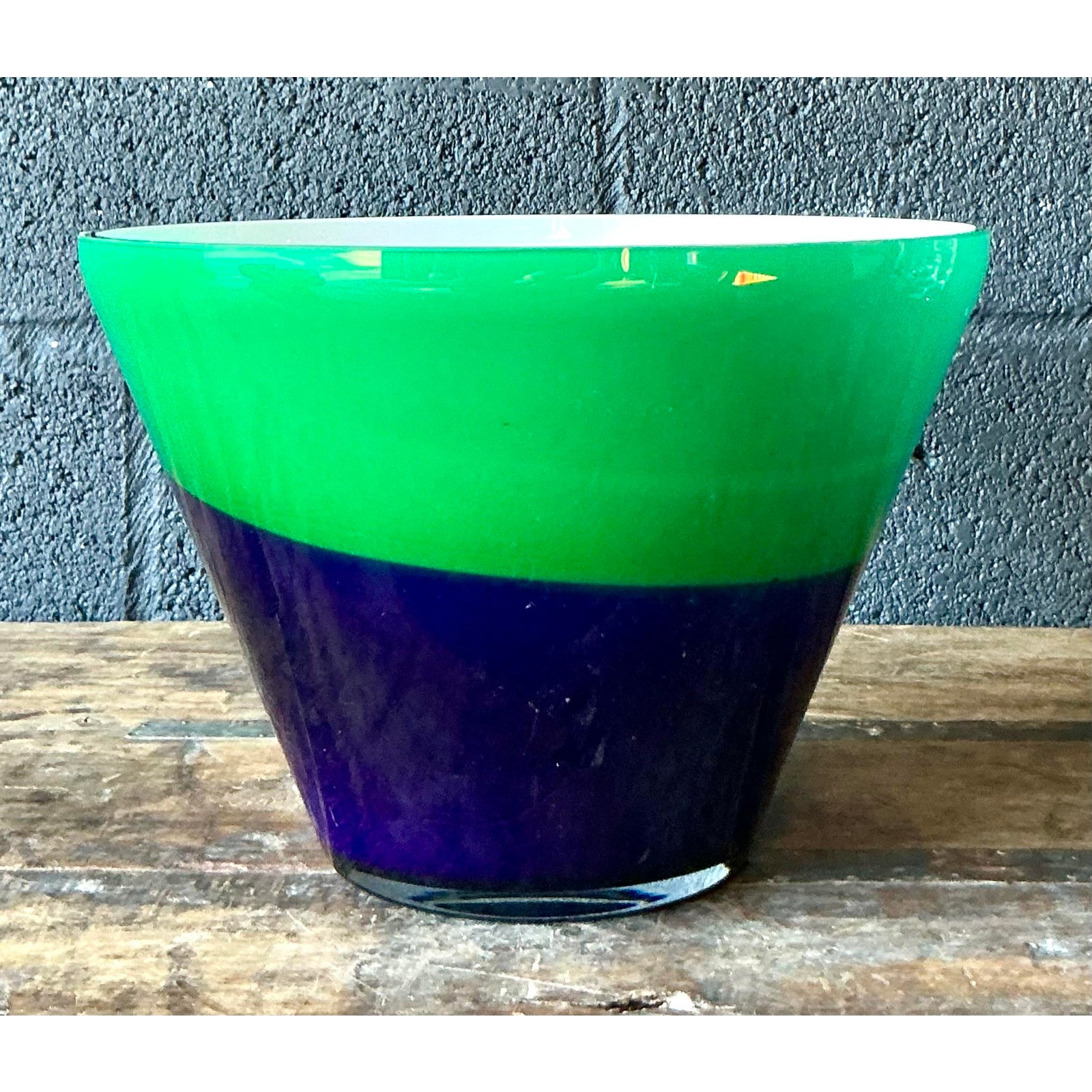 Vintage Boho Art Glass Bowl After Murano - Top view