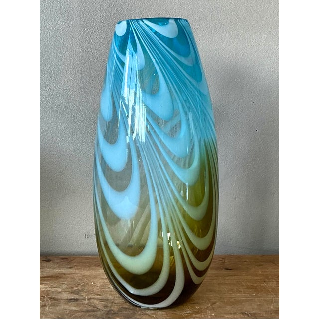 Vintage Boho Art Glass Vase - Top view