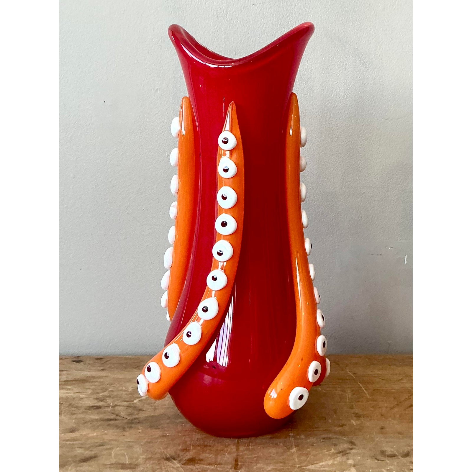Vintage Boho Art Glass Vase - Side view