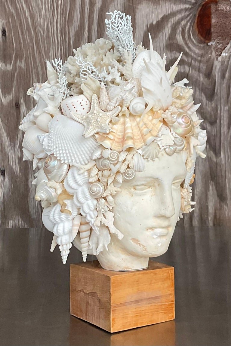 Vintage Boho Artisan Shell Bust - Back view