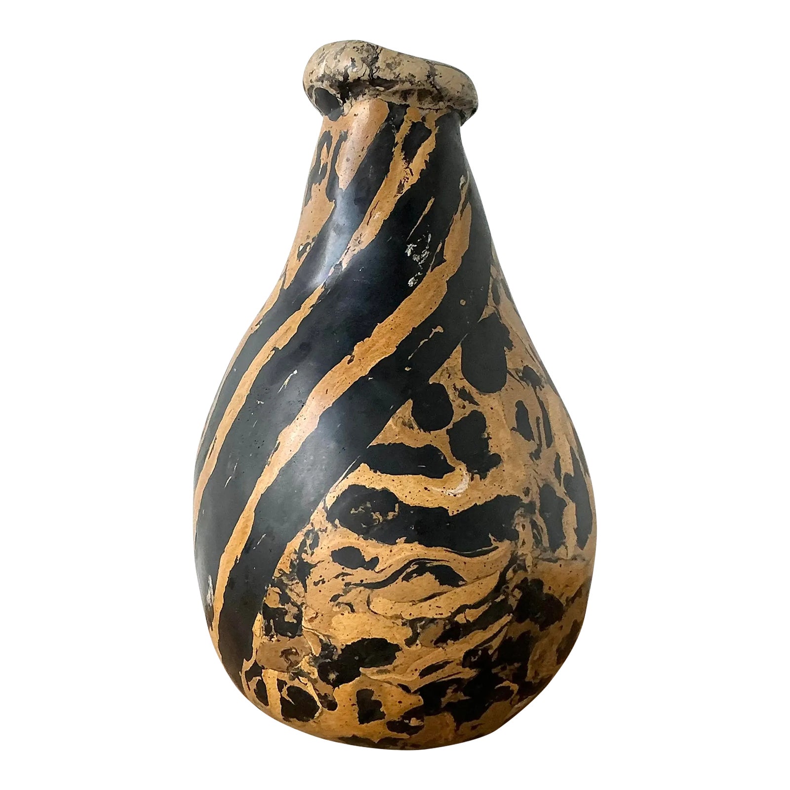 Vintage Boho Artisanal Pigmented Plaster Scagliola Vase