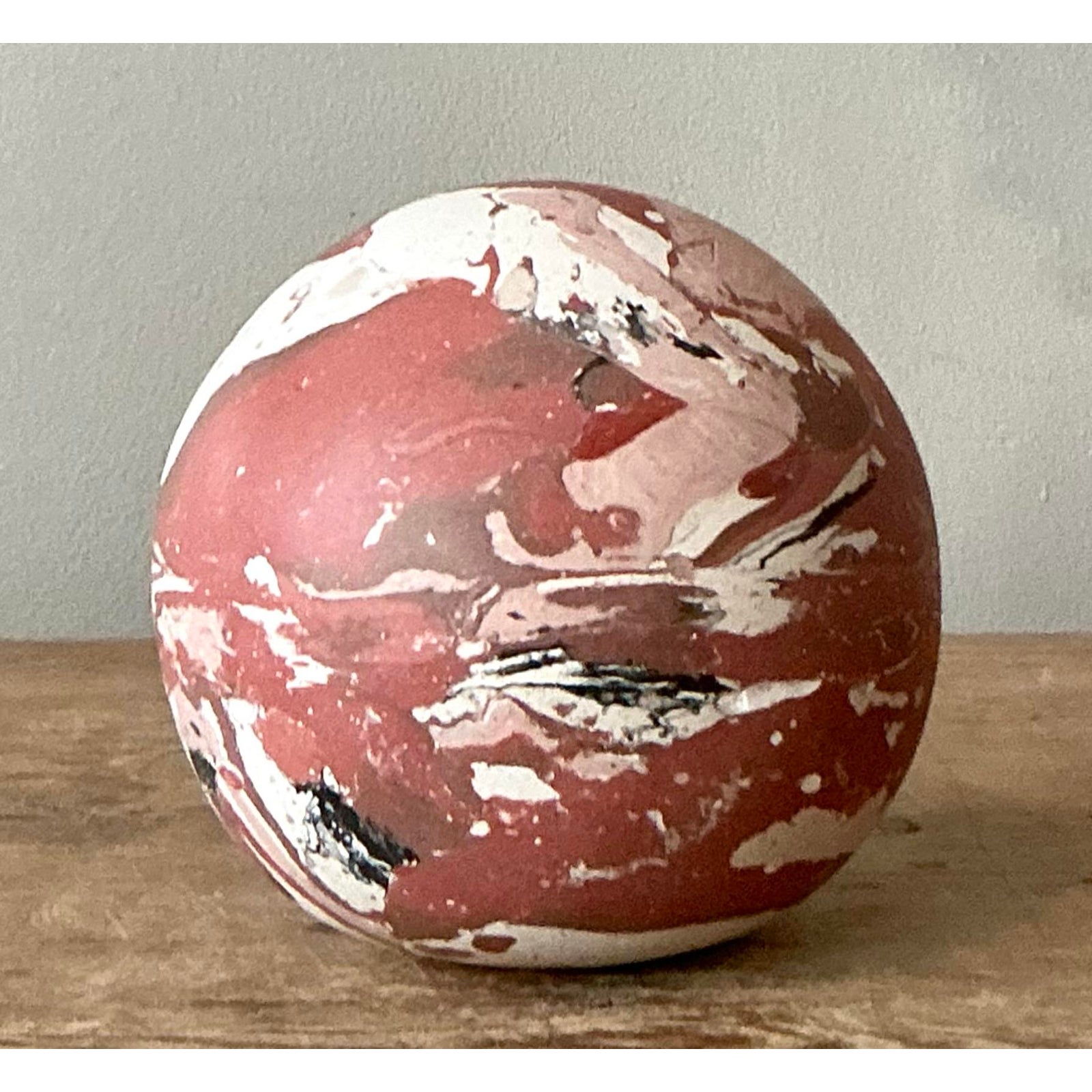 Vintage Boho Artisanal Scagliola Pigmented Plaster Sphere - Detail view