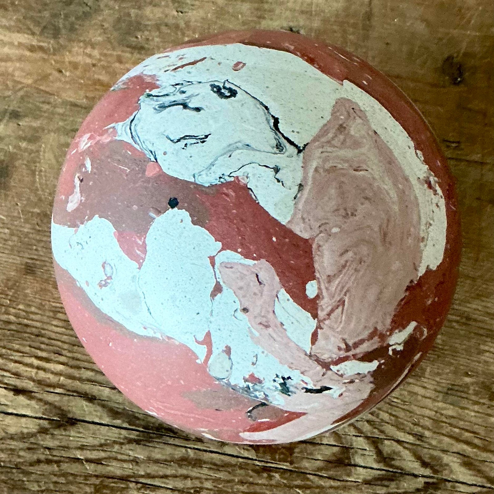 Vintage Boho Artisanal Scagliola Pigmented Plaster Sphere - Top view