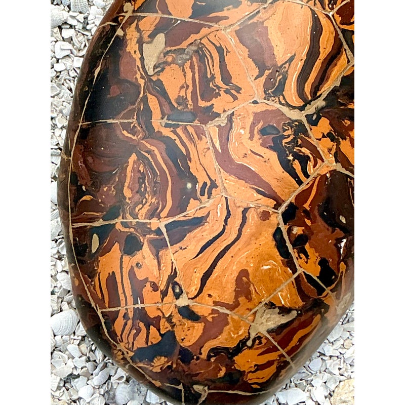 Vintage Boho Artisinal Pigmented Plaster Scagliola Turtle Shell - Top view