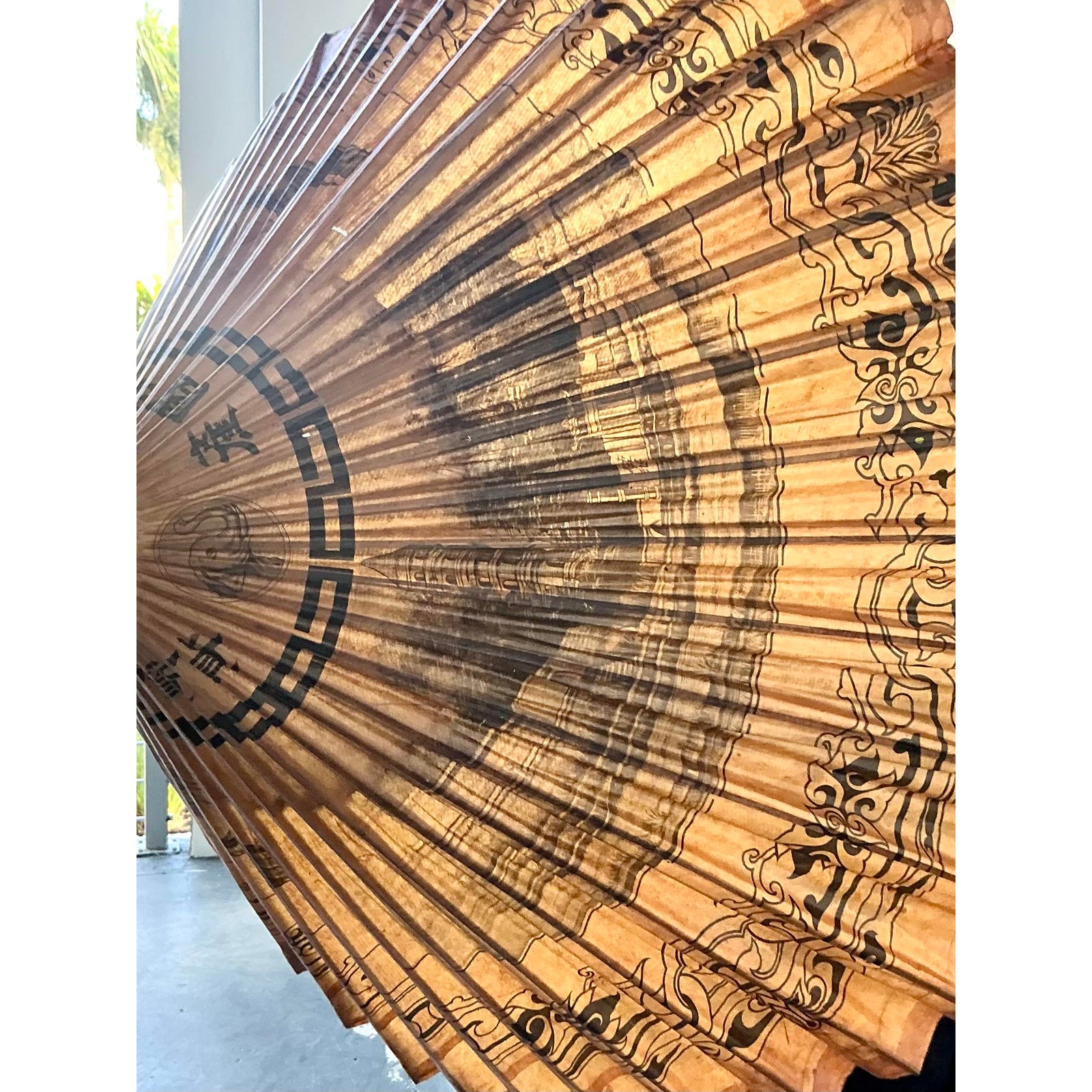 Vintage Boho Asian Patinated Paper Parasols - Set of 2 - Back view