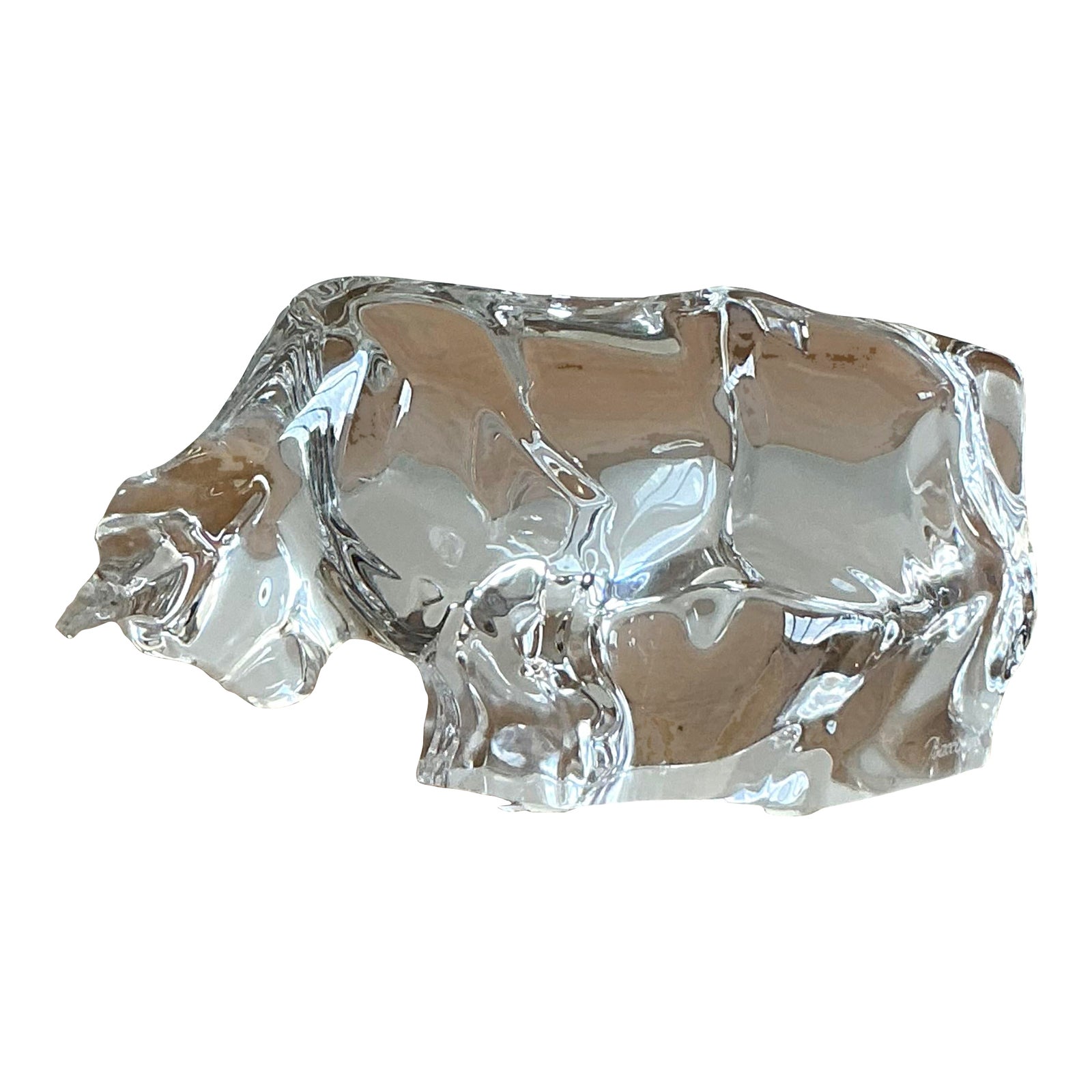 Vintage Boho Baccarat Crystal Bull - Detail view
