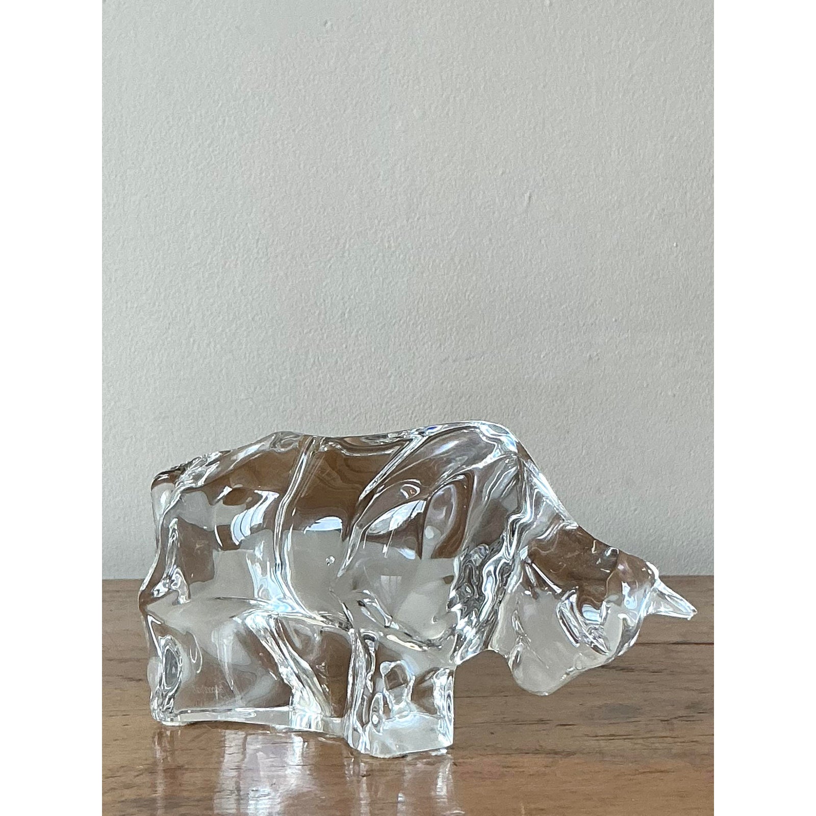 Vintage Boho Baccarat Crystal Bull - Top view