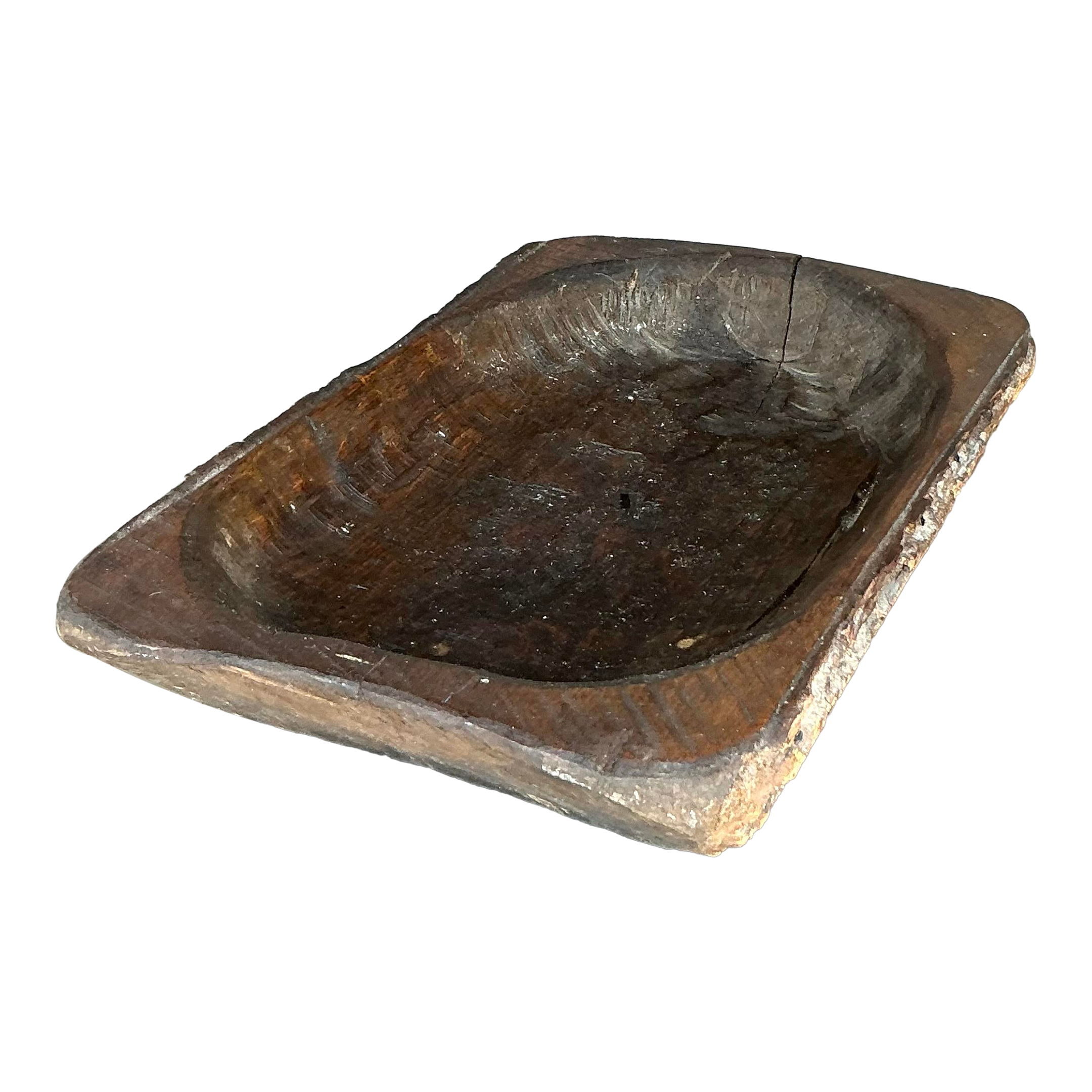 Vintage Boho Bark Covered Dough Bowl